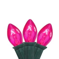 Northlight 25ct. C7 Christmas String Lights With Green Wire Pink 11 Northlight 25ct. C7 Christmas String Lights With Green Wire Pink -Holiday Glow D254089S 1 1