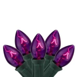 Northlight 25ct. C7 Christmas String Lights With Green Wire Purple -Holiday Glow D254090S 1 1