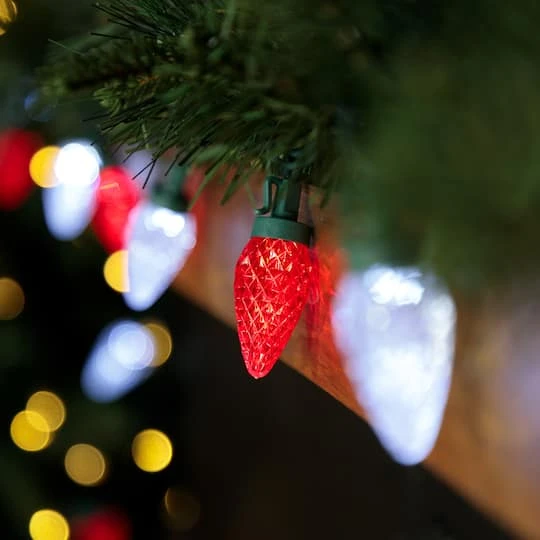 Northlight 100ct. Faceted LED C9 Christmas String Lights Red/Pure White 8 Northlight 100ct. Faceted LED C9 Christmas String Lights Red/Pure White - Image 6