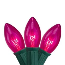 Northlight 25ct. C9 Christmas String Lights With Green Wire Pink -Holiday Glow D254099S 1 1