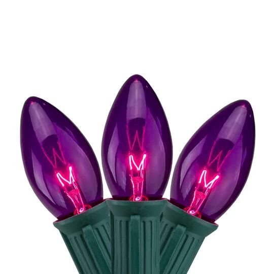 Northlight 25ct. C9 Christmas String Lights With Green Wire Purple 3 Northlight 25ct. C9 Christmas String Lights With Green Wire Purple