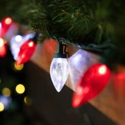 Northlight 25ct. C9 Christmas String Lights With Green Wire Red/Pure White 25 Northlight 25ct. C9 Christmas String Lights With Green Wire Red/Pure White -Holiday Glow D254102S 12