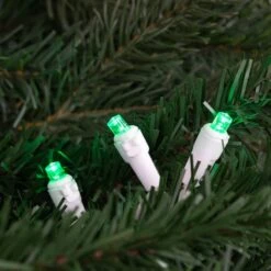 Northlight 50ct. LED Wide Angle Christmas String Lights With White Wire Green 16 Northlight 50ct. LED Wide Angle Christmas String Lights With White Wire Green -Holiday Glow D254113S 12