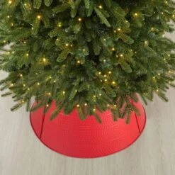 Glitzhome® 26" Red Hammered Metal Tree Collar -Holiday Glow D254129S 5