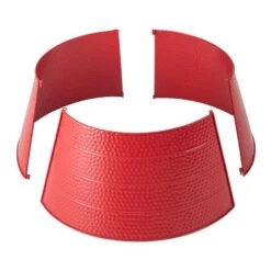 Glitzhome® 26" Red Hammered Metal Tree Collar -Holiday Glow D254129S 7