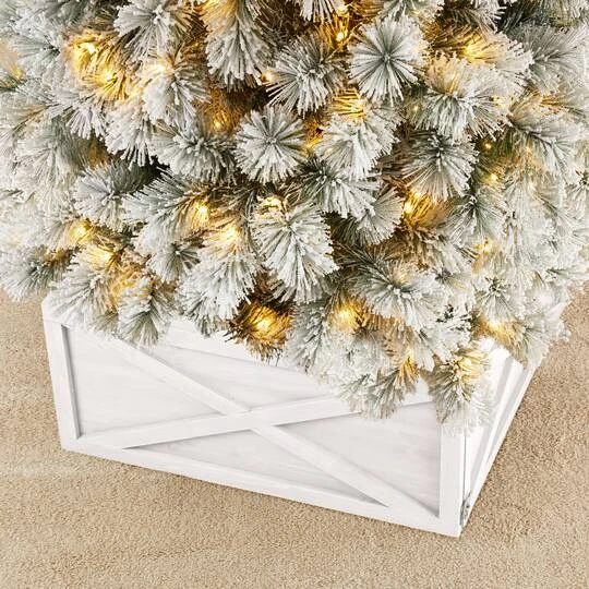 Glitzhome® 26" Washed White Wooden Tree Collar 8 Glitzhome® 26" Washed White Wooden Tree Collar - Image 6