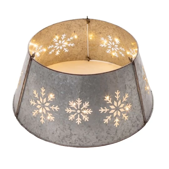 Glitzhome® 21" Snowflake Diecut Metal Tree Collar With Light String 5 Glitzhome® 21" Snowflake Diecut Metal Tree Collar With Light String - Image 3