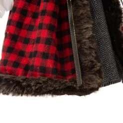 Glitzhome® 16" Red Plaid Faux Fur Angel Tree Topper -Holiday Glow D254165S 7