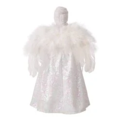 Glitzhome® 16" White Faux Fur Christmas Angel Tree Topper -Holiday Glow D254172S 7