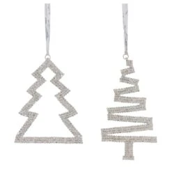 Melrose Iron & Glass Jewel Tree Ornament Set, 4.75" & 5.75" -Holiday Glow D254334S 1 1