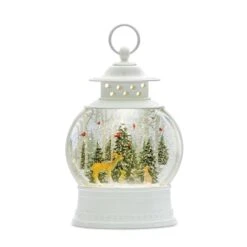 Melrose 11.5" LED Winter Scene With Deer Snow Globe Lantern