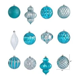 12ct. 4" Blue & Silver Shatterproof Luxe Ornament Set 10 12ct. 4" Blue & Silver Shatterproof Luxe Ornament Set -Holiday Glow D322170S 2