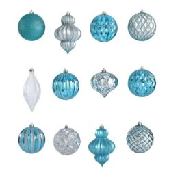 12ct. 4" Blue & Silver Shatterproof Luxe Ornament Set 11 12ct. 4" Blue & Silver Shatterproof Luxe Ornament Set -Holiday Glow D322170S 3