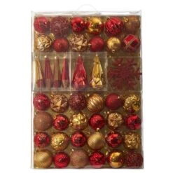 52ct. 6" Red & Gold Shatterproof Ornament Set 9 52ct. 6" Red & Gold Shatterproof Ornament Set -Holiday Glow D322171S 1 1