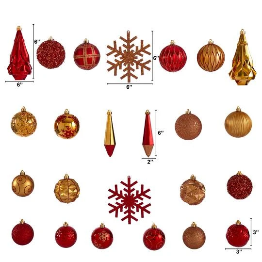 52ct. 6" Red & Gold Shatterproof Ornament Set 5 52ct. 6" Red & Gold Shatterproof Ornament Set - Image 3