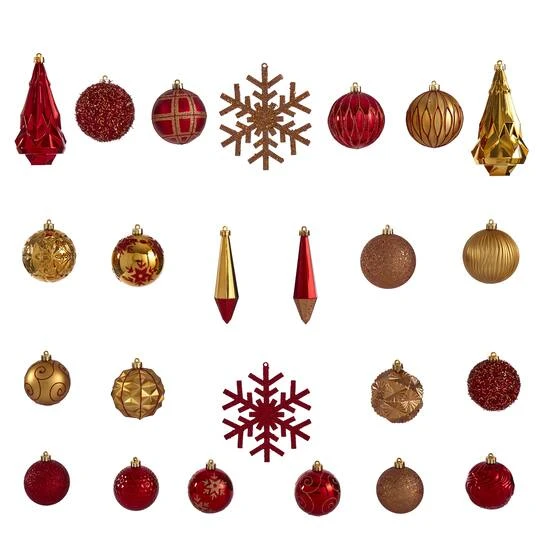52ct. 6" Red & Gold Shatterproof Ornament Set 6 52ct. 6" Red & Gold Shatterproof Ornament Set - Image 4