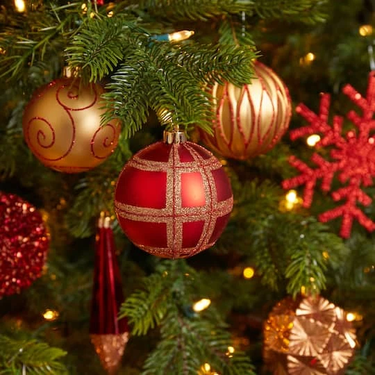 52ct. 6" Red & Gold Shatterproof Ornament Set 7 52ct. 6" Red & Gold Shatterproof Ornament Set - Image 5