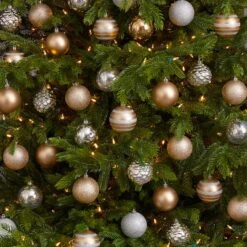 64ct. 3" Gold & Silver Shatterproof Ball Ornaments -Holiday Glow D322173S 4