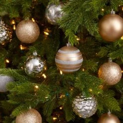 64ct. 3" Gold & Silver Shatterproof Ball Ornaments -Holiday Glow D322173S 5