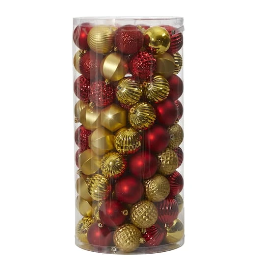 101ct. 2" Red & Gold Shatterproof Ball Ornaments 3 101ct. 2" Red & Gold Shatterproof Ball Ornaments
