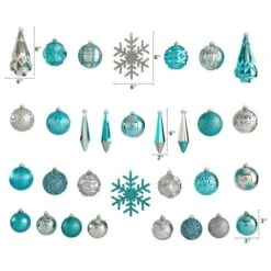 52ct. 6" Blue & Silver Shatterproof Ornament Set 10 52ct. 6" Blue & Silver Shatterproof Ornament Set -Holiday Glow D322175S 2