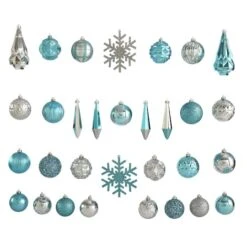 52ct. 6" Blue & Silver Shatterproof Ornament Set 11 52ct. 6" Blue & Silver Shatterproof Ornament Set -Holiday Glow D322175S 3