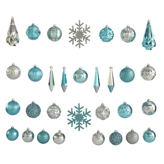 52ct. 6" Blue & Silver Shatterproof Ornament Set 6 52ct. 6" Blue & Silver Shatterproof Ornament Set - Image 4