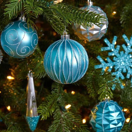 52ct. 6" Blue & Silver Shatterproof Ornament Set 7 52ct. 6" Blue & Silver Shatterproof Ornament Set - Image 5