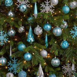 52ct. 6" Blue & Silver Shatterproof Ornament Set 13 52ct. 6" Blue & Silver Shatterproof Ornament Set -Holiday Glow D322175S 6