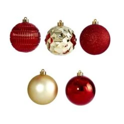 40ct. 3" Red & Gold Shatterproof Ball Ornaments -Holiday Glow D322177S 3