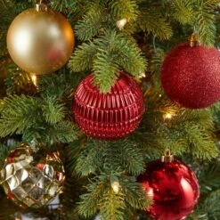 40ct. 3" Red & Gold Shatterproof Ball Ornaments -Holiday Glow D322177S 4