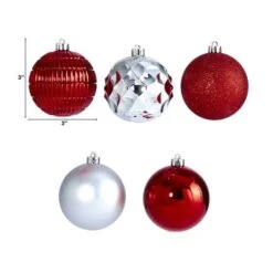 40ct. 3" Red & Silver Shatterproof Ball Ornaments -Holiday Glow D322180S 2