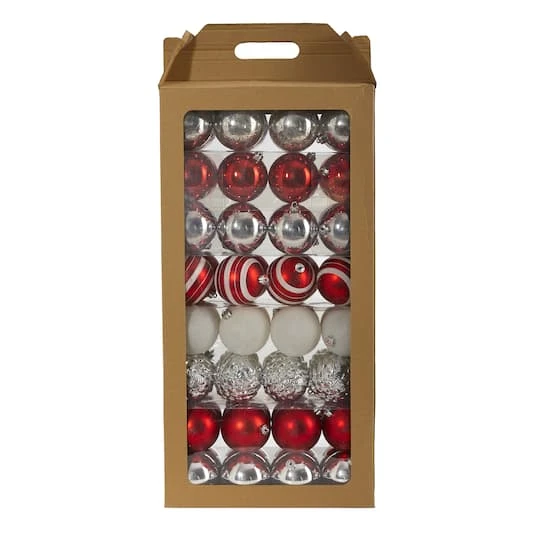 64ct. 3" Red & Silver Shatterproof Ball Ornaments 3 64ct. 3" Red & Silver Shatterproof Ball Ornaments