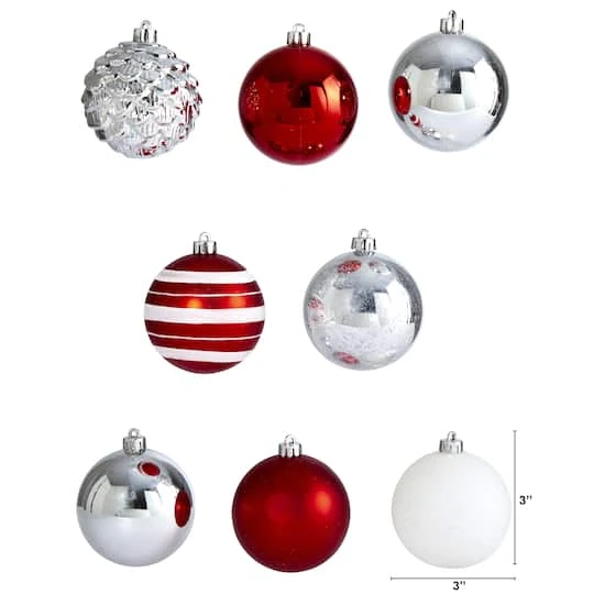 64ct. 3" Red & Silver Shatterproof Ball Ornaments 5 64ct. 3" Red & Silver Shatterproof Ball Ornaments - Image 3