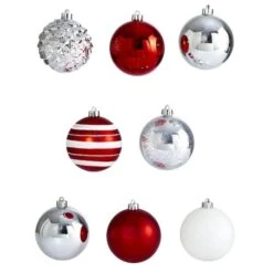 64ct. 3" Red & Silver Shatterproof Ball Ornaments 11 64ct. 3" Red & Silver Shatterproof Ball Ornaments -Holiday Glow D322181S 3