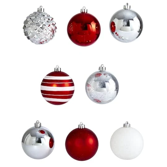 64ct. 3" Red & Silver Shatterproof Ball Ornaments 6 64ct. 3" Red & Silver Shatterproof Ball Ornaments - Image 4