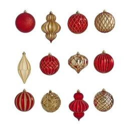 12ct. 4" Red & Gold Shatterproof Luxe Ornament Set -Holiday Glow D322186S 3
