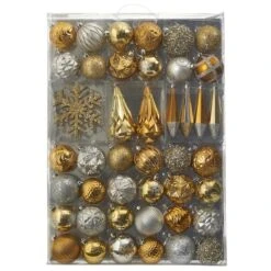 52ct. 6" Gold & Silver Shatterproof Ornament Set 9 52ct. 6" Gold & Silver Shatterproof Ornament Set -Holiday Glow D322191S 1 1