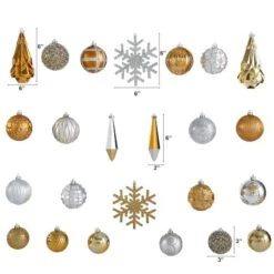 52ct. 6" Gold & Silver Shatterproof Ornament Set 10 52ct. 6" Gold & Silver Shatterproof Ornament Set -Holiday Glow D322191S 2