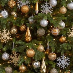 52ct. 6" Gold & Silver Shatterproof Ornament Set 13 52ct. 6" Gold & Silver Shatterproof Ornament Set -Holiday Glow D322191S 6