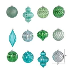 12ct. 4" Green & Silver Shatterproof Luxe Ornament Set 10 12ct. 4" Green & Silver Shatterproof Luxe Ornament Set -Holiday Glow D322192S 2