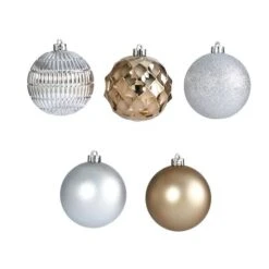 40ct. 3" Gold & Silver Shatterproof Ball Ornaments -Holiday Glow D322193S 3