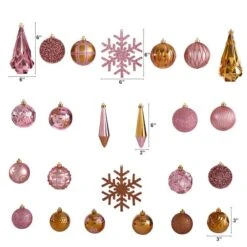52ct. 6" Pink & Gold Shatterproof Ornament Set 10 52ct. 6" Pink & Gold Shatterproof Ornament Set -Holiday Glow D322194S 2