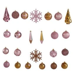52ct. 6" Pink & Gold Shatterproof Ornament Set 11 52ct. 6" Pink & Gold Shatterproof Ornament Set -Holiday Glow D322194S 3