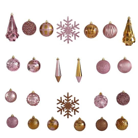 52ct. 6" Pink & Gold Shatterproof Ornament Set 6 52ct. 6" Pink & Gold Shatterproof Ornament Set - Image 4