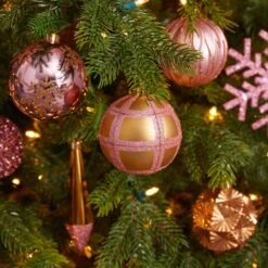 52ct. 6" Pink & Gold Shatterproof Ornament Set 12 52ct. 6" Pink & Gold Shatterproof Ornament Set -Holiday Glow D322194S 4