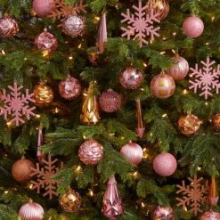 52ct. 6" Pink & Gold Shatterproof Ornament Set 13 52ct. 6" Pink & Gold Shatterproof Ornament Set -Holiday Glow D322194S 6
