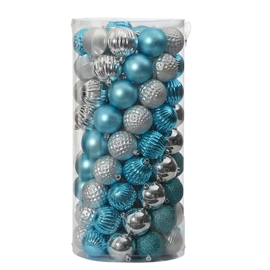 101ct. 2" Blue & Silver Shatterproof Ball Ornaments 4 101ct. 2" Blue & Silver Shatterproof Ball Ornaments - Image 2