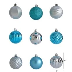 101ct. 2" Blue & Silver Shatterproof Ball Ornaments 9 101ct. 2" Blue & Silver Shatterproof Ball Ornaments -Holiday Glow D322196S 2