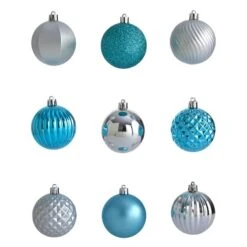 101ct. 2" Blue & Silver Shatterproof Ball Ornaments 10 101ct. 2" Blue & Silver Shatterproof Ball Ornaments -Holiday Glow D322196S 3